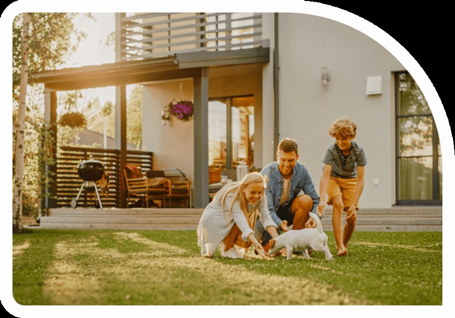 LGCY Power homeowner with their family in their solar-powered backyard