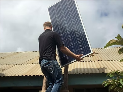 Modern U.S. home with rooftop solar panels